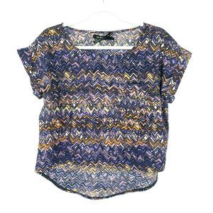 Ali & Kris Zigzag Print Top Blouse Size Large
